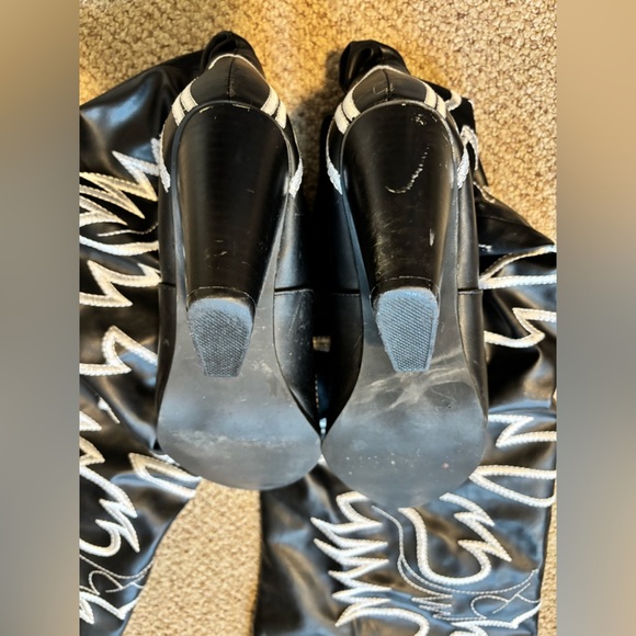 Rock Star Vegan Faux Leather Tall Thigh High Western Cowgirl Cowboy Boots - Picture 8 of 13
